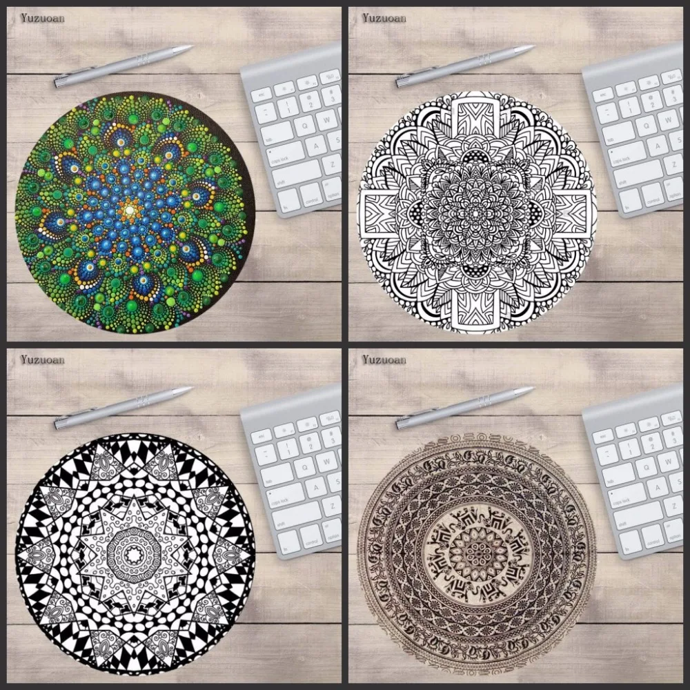 

Yuzuoan New Flower Texture Rubber mouse pad round mouse mat non slip mousepad desktop mat for girls rug for office work/ gaming
