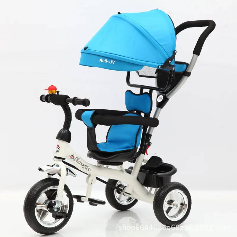 Детский трехколесный велосипед, детский велосипед, переносное сиденье с тремя колесами, детская тележка, детский велосипед - Цвет: blue