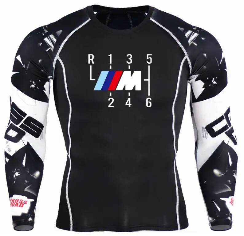 

Men T Shirt Male Crossfit Tee Motorsport Shifter M Power Print tshirt Men Fitness Compression BMW Long Sleeve Shirt Punisher MMA