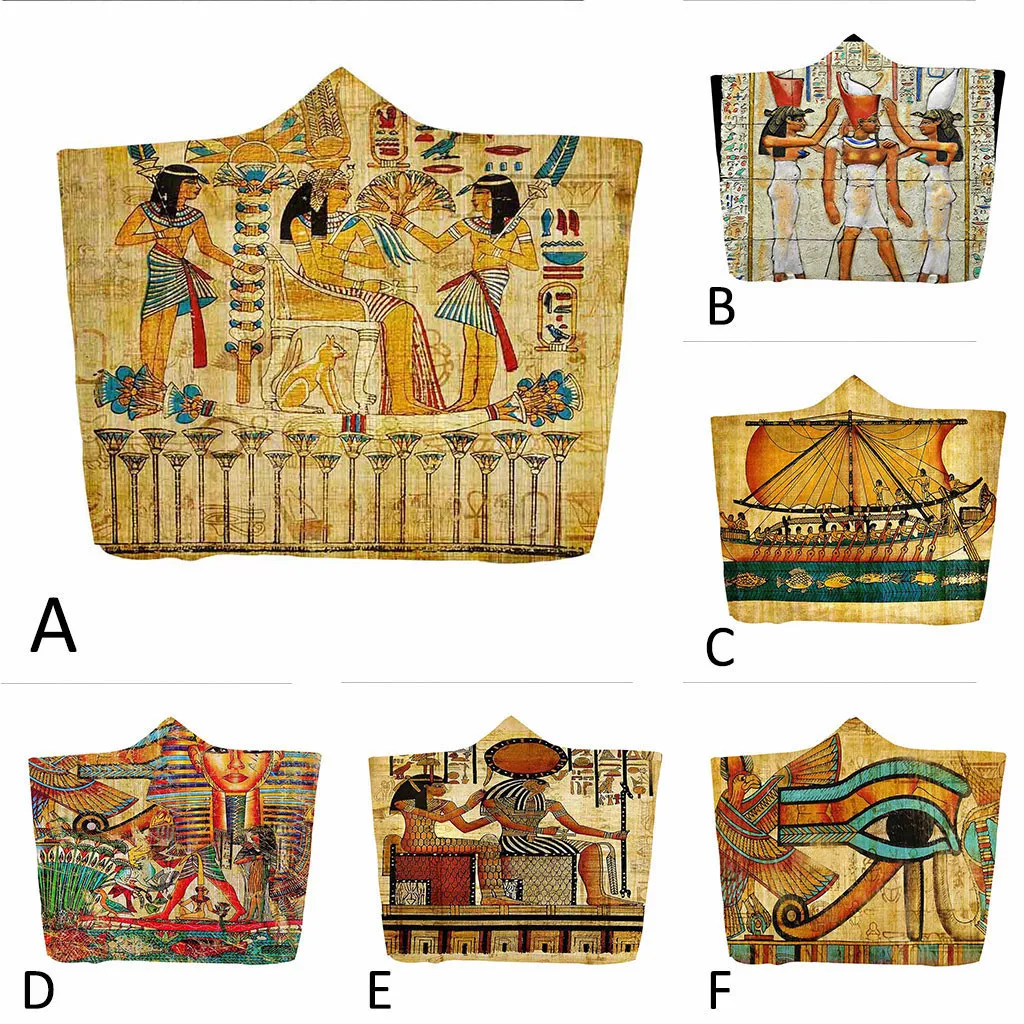 Одеяло с капюшоном, покрывало для кондиционера с изображением древнего египетского фараона, покрывало с 3d рисунком, пляжное одеяло, семейное одеяло для детей