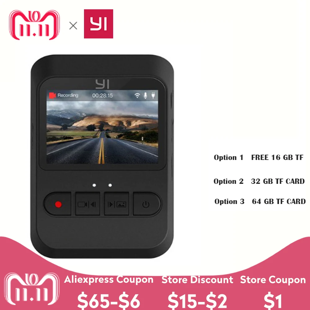 

Original YI Mini Dash Camera International Version 140 Ultra Wide-angle lens 1080p 30fps Discreet Design 2.0 LCD Screen