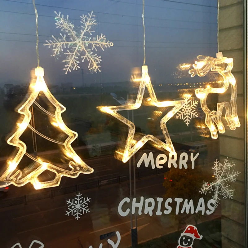 Star Bells Christmas Tree Windows Hanging Light Festival Party