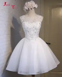 Jark Tozr 2019 Новое поступление маленькие белые платья Vestidos, на шнуровке с открытой спиной и аппликациями Кристалл Мини платье для