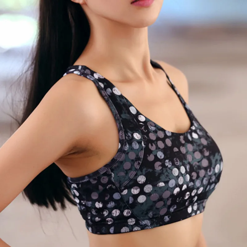 Lumier Women Fitness brassiere Sports Dots Fish Scale Printed Yoga Vest Push Up Padded Bra Running Gym Tank Tops Clothing (9)