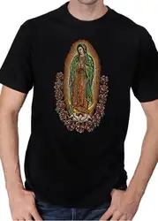 С круглым вырезом Мадонна Девы Гваделупской Девы Марии религиозные Для мужчин футболка Скидка популярные новые топ Бесплатная доставка
