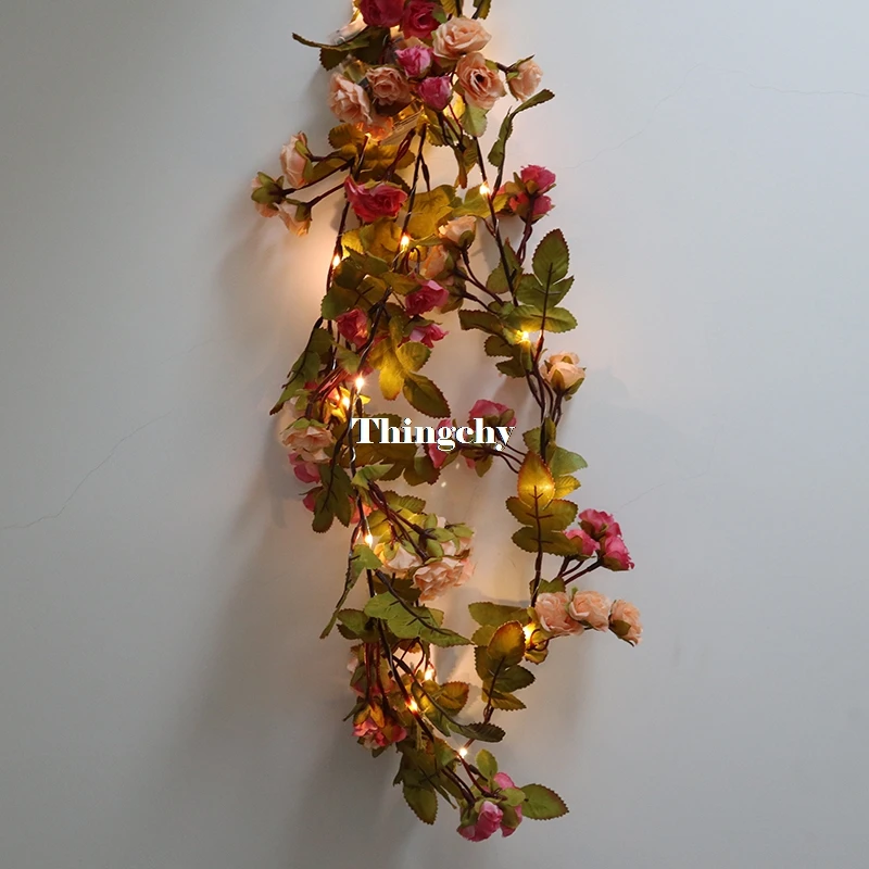 1.7m Little Rose Flor Bateria Fio de Cobre Led Luzes Cordas de Fadas para o Natal Iluminado Guirlanda Decoração do Casamento do Evento do Partido 4 fadas para o natal iluminado guirlanda casamento decoração festa evento