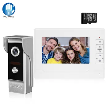 

OBO Hands 7" Wired Video doorbell door phone Intercom System IR Camera with Indoor Monitors Photo Record Support 128G TF Card