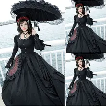 Freeship!Customer-made Black Vintage Costumes Renaissance Dress Steampunk dresses Gothic Cosplay Halloween Dresses C-1236