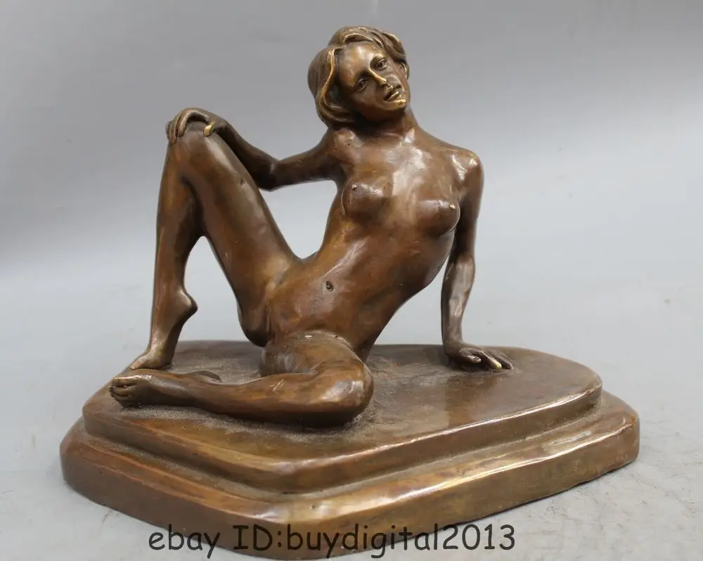 Bronze Western Art Sculptural Prendre Un Repos Nue Femme Nue Belle