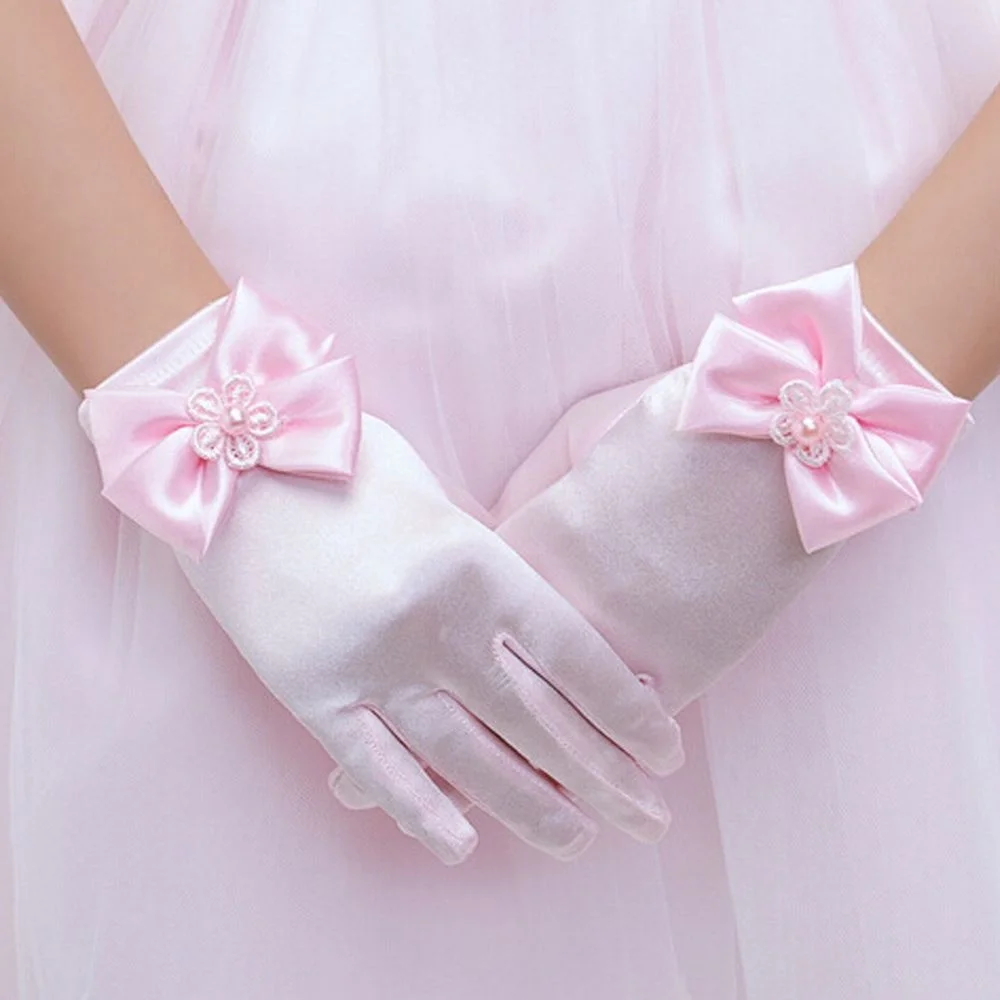 

Elastic Silks And Satins Children's Party Accessories 1pair Short Gloves Brief Paragraph Lady Gloves Gloves Princess