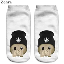 Zohra Funny Emoji Monkey 3D Printed Sock Women’s Low Cut Ankle Socks Calcetines Hosiery Meias White Casual Sock
