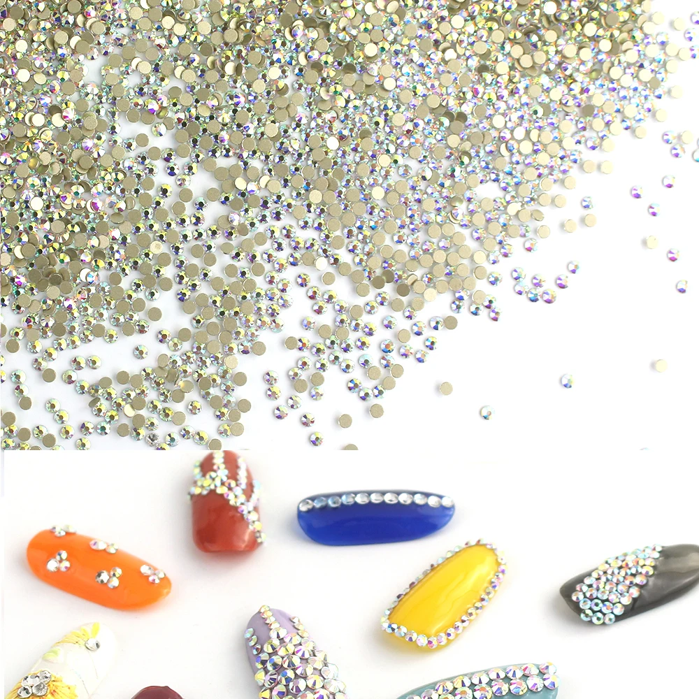 

SS3-SS10 Crystals Nail Stone Gems Nails Diamonds Glass Strass Nail Art Decorations 1.2mm-2.8mm Stones For Nails Rhinestones