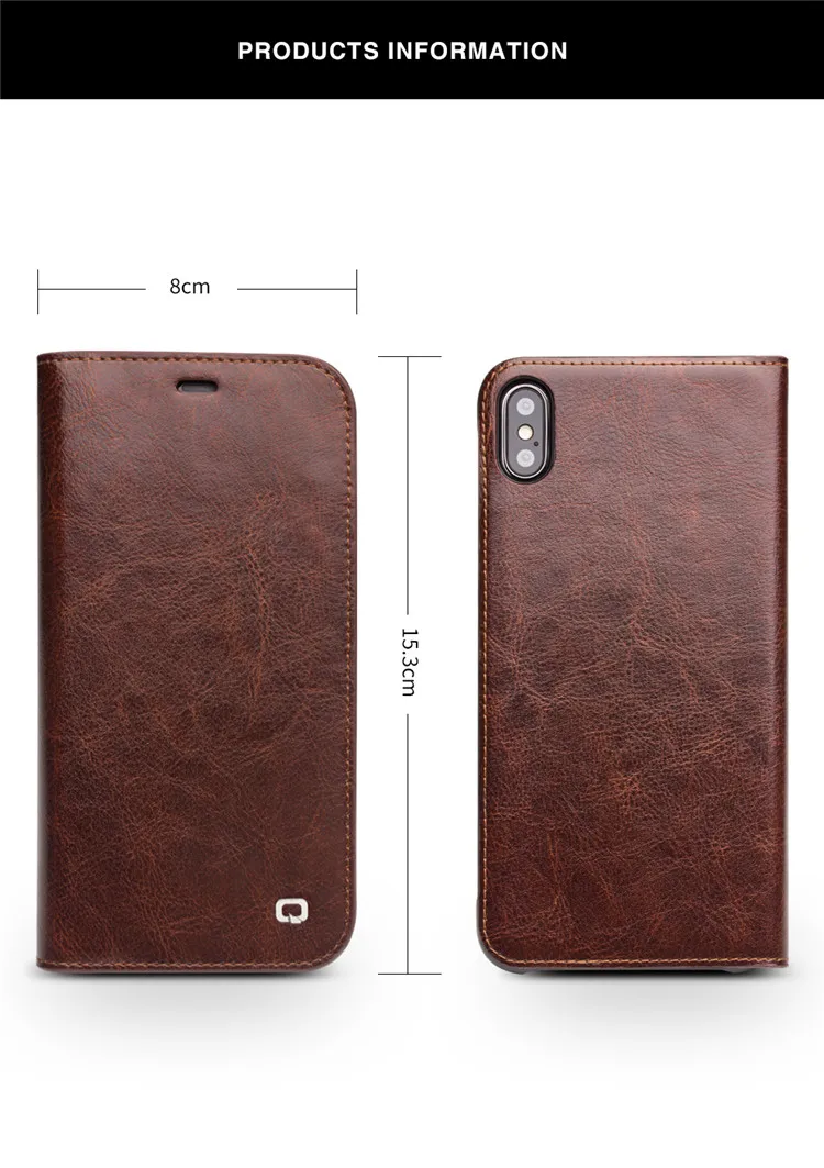 Case de Telefone para Iphone Slot para Cartão Capa para Iphonexs Qialino Luxo Ultra Fino Artesanal xs - xr Couro Genuíno Carteira Bolsa Flip Max 3 carteira slot para cartão saco flip capa para iphonexs max