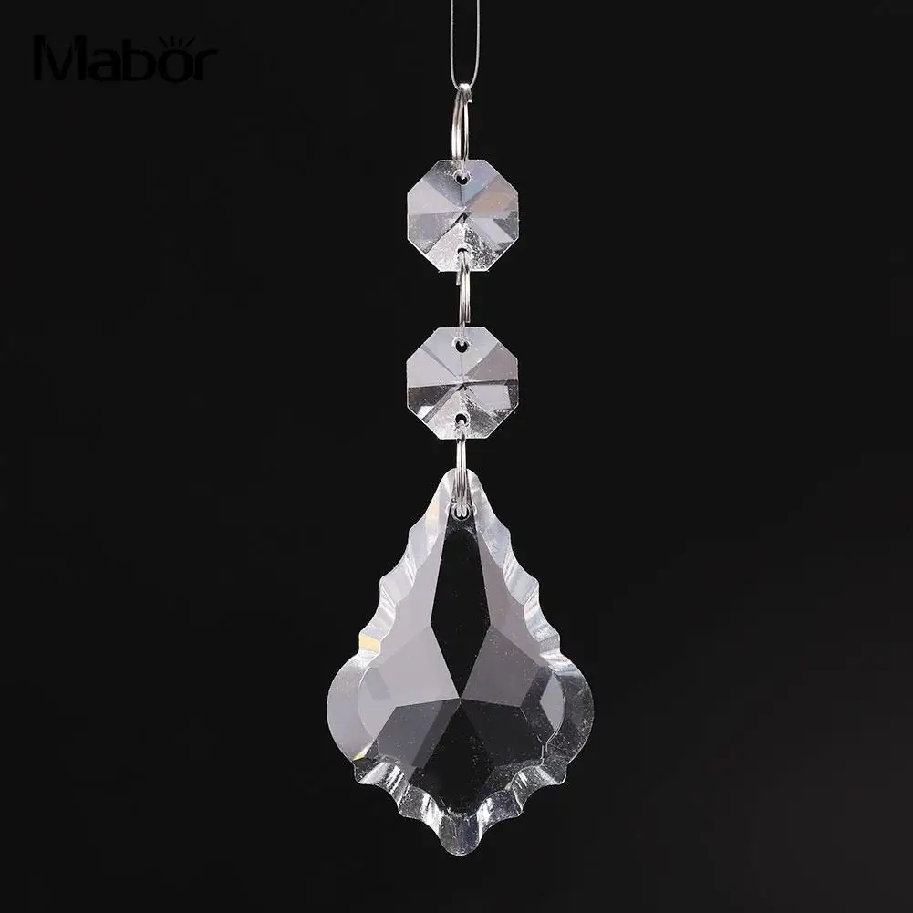 

50mm Maple Leaf Pendant Octagon Bead Artificial Crystal Lamp Pendant Decoration