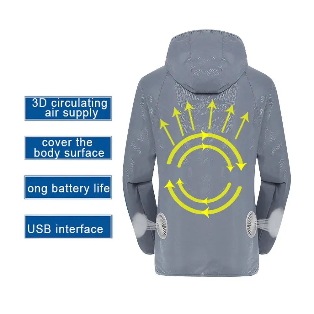 Roupa de Refrigeração Inteligente de Três Velocidades do Serviço do Condicionamento de ar do Verão Terno do Condicionamento de ar de Usb com o Ventilador Conjunto Proteção Wear uv 19 verão conjunto terno do condicionamento de ar