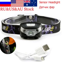 USB светодиодный мини налобный фонарь перезаряжаемый светодиодный велосипедный светильник 3000лм датчик движения тела головной светильник для кемпинга езды на велосипеде