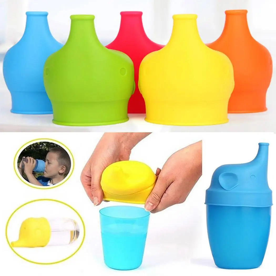Baby Elephant Spill Proof Cup Cap Kids Travel Silicone Healthy Safety Bottle Lid 