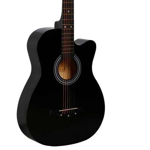 38 inch black 38 inch Acoustic Guitar for Beginners Guitar Sets with Capo Picks 6 Strings Guitar Basswood 13 Colors Musical Instruments AGT166 - Color: 38 inch black