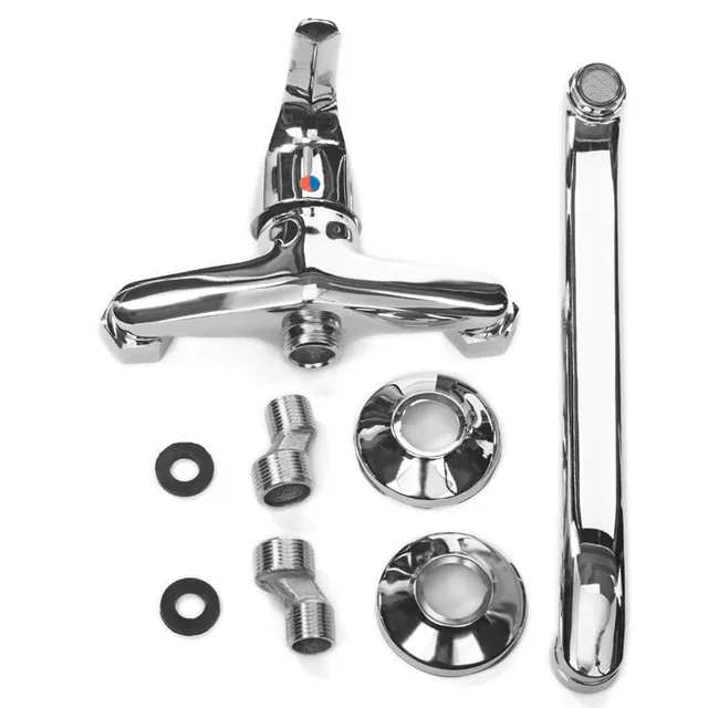 Xueqin Extended Spout Bathroom Basin Faucet Chrome Polished Single Handle  Sink Water Mixer Tap Cold And Hot Wall Mounted