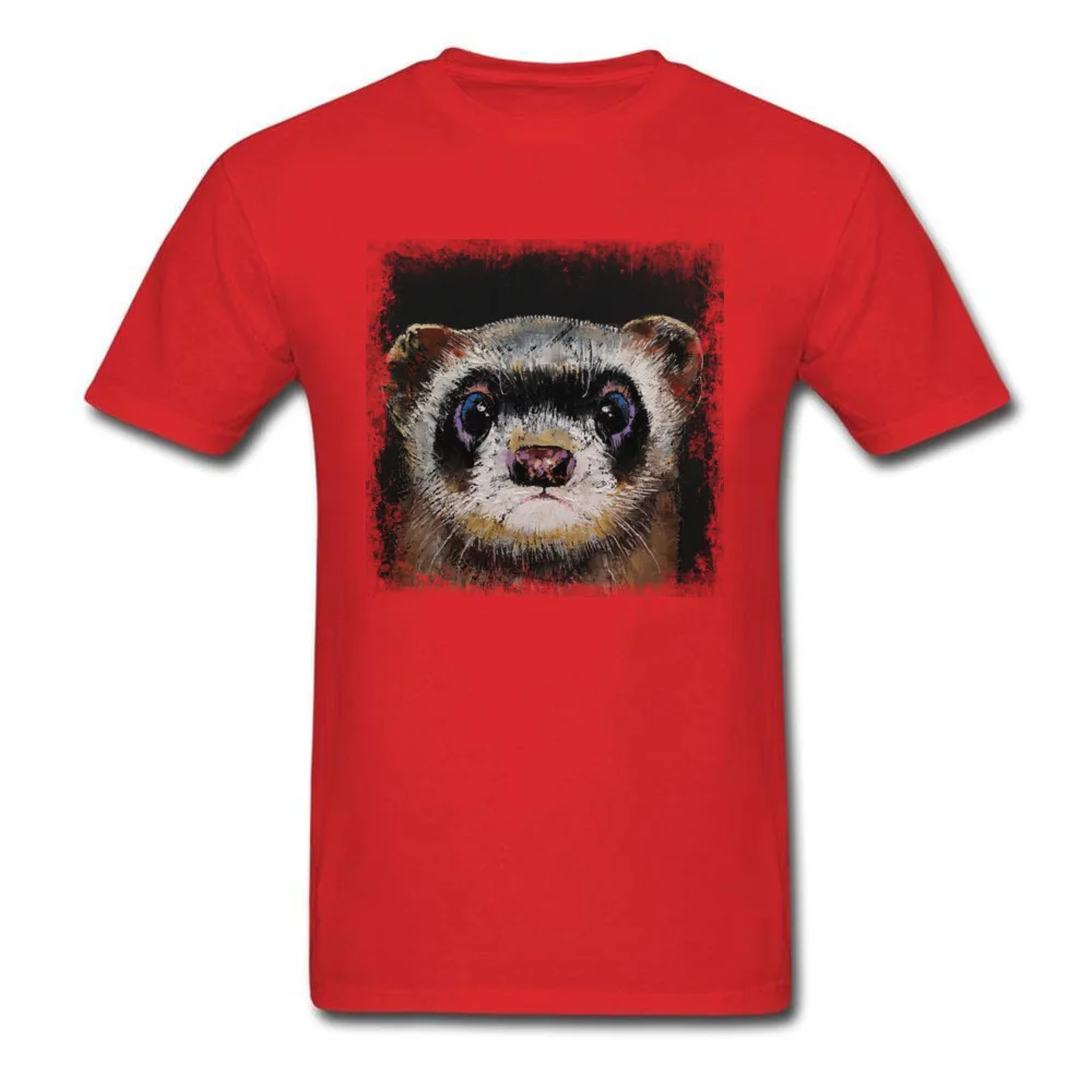 Cheap Mens T-shirts FERRET Casual Tops Shirt 100% Cotton Short Sleeve Birthday Clothing Shirt Crewneck Free Shipping FERRET red