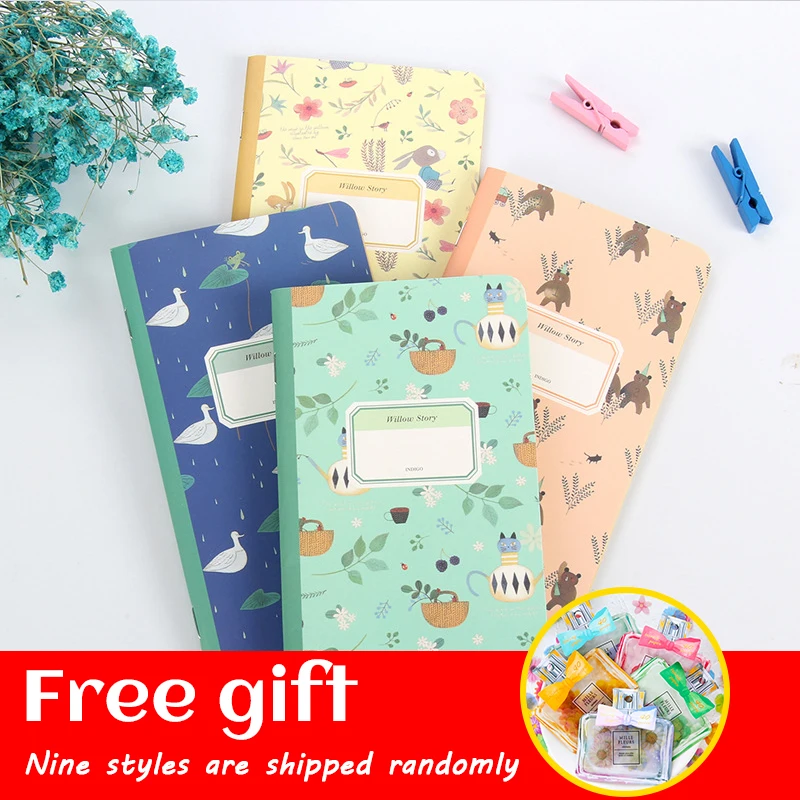 

48K Kraft Paper Vintage Kawaii Blank Pages Notebooks Notepad Daily Memo Pads Gift Bow Perfume Bottle Petal Stickers Color Random