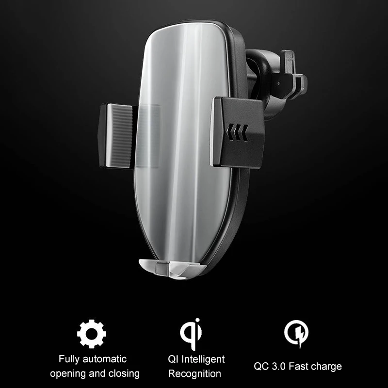 10w Qi Wireless Car Fast Charger for IPhone Xs Max X Xr 8 plus Samsung S10 9 8 7 Automatic Clamping Charging Station Dock Holder