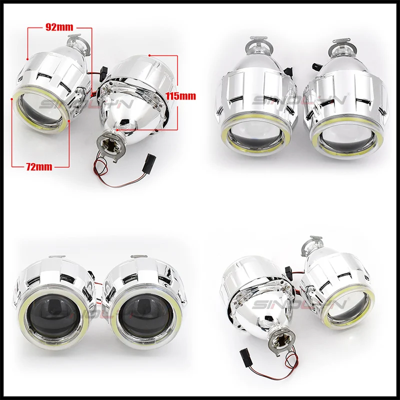 Sinolyn COB LED الملاك الشيطان عيون ثنائية زينون عدسة مصباح أمامي لجهاز الإسقاط ل سيارة التحديثية DIY W/النهار تشغيل أضواء 2.5 'H4 H7