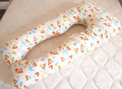Многофункциональная u-образная хлопковая Подушка для беременных, подушка для поддержки поясницы для беременных женщин, мультяшная обезьяна, кошка - Цвет: Bear