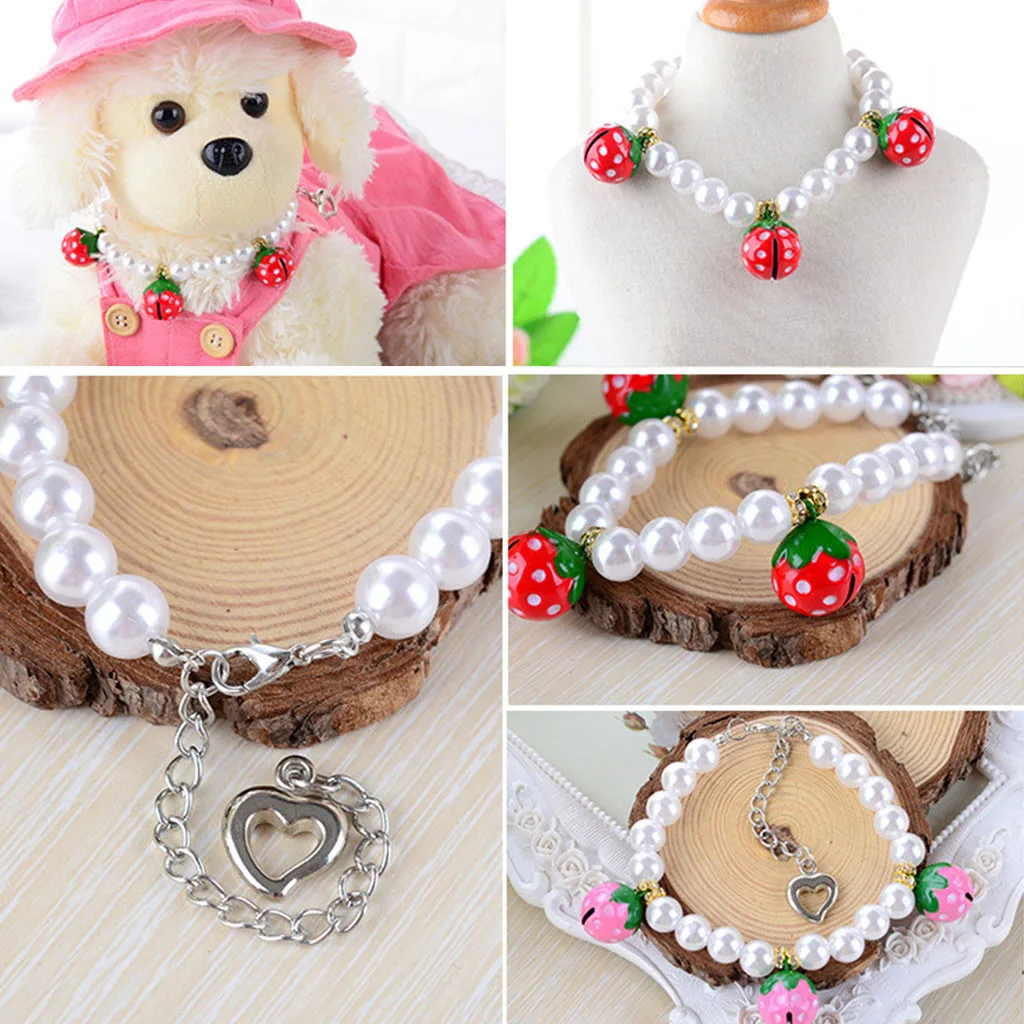Ошейники для собак и кошек жемчужное ожерелье DIY жемчужный колокольчик с