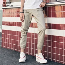 Enjeolon, брендовые новые летние длинные прямые брюки, мужские Модные Спортивные штаны, мужские качественные штаны для сафари, крутые брюки K6612