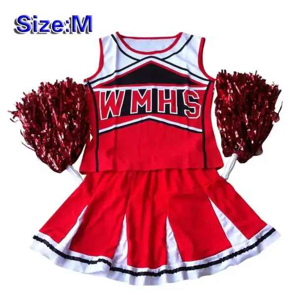 Hot Sale Tank top Petticoat Pom cheerleader 2 piece suit new red costume S L red cheerleader costume