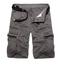 SHUJIN мужские высотой до колена рабочие шорты хлопок мульти-Твердые карго шорты Homme прямые короткие рабочие брюки