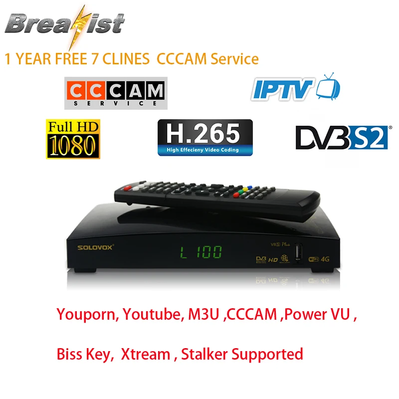 

Solovox V8S Plus Digital HD Satellite Receiver 1080P DVB-S2 Digital Decoder H.265 Wifi CCcam M3U Stalker IPTV Youprn Youtube