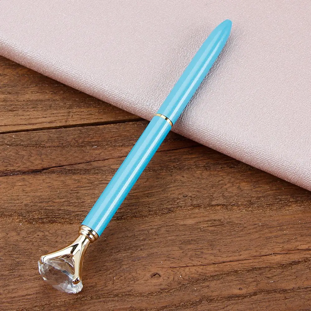 light blue Алмазные шариковые ручки, кавайные канцелярские принадлежности, Кристальные ручки для подписи, школьные офисные ручки для письма, изысканный инструмент для письма - Цвет: light blue