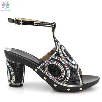 

2019 Black Color Super High Heels Shoes African Women Shoes Decorated On 8.5 cm Heels Italian Wedding Shoes