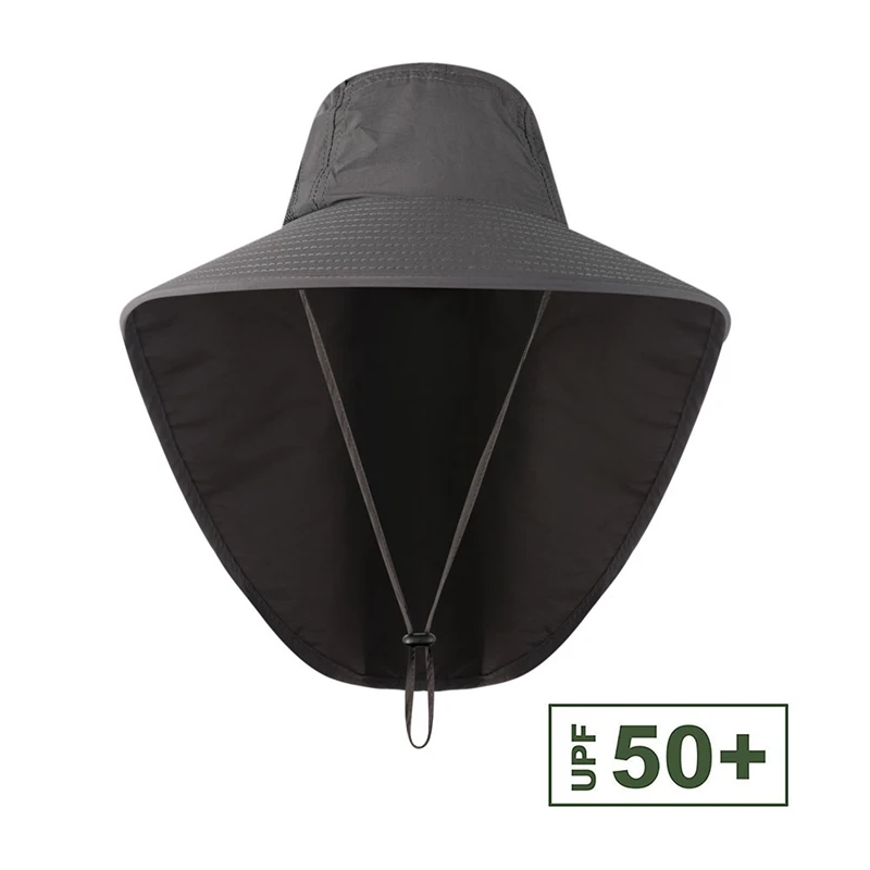 

Outdoor Fishing Cap Flap Wide Brim Sunshade Foldable Mesh Sweatband Neck Cover Bush Bucket Quick Drying Hat Hiking