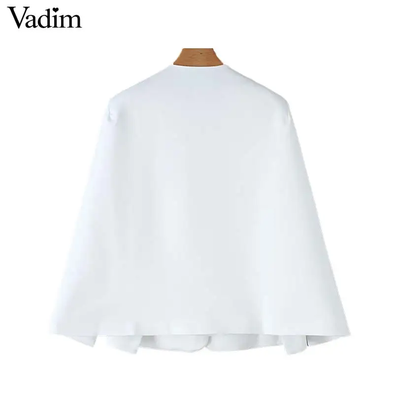 Vadim женское элегантное черное белое пальто с v-образным вырезом и карманами офисная одежда однотонная верхняя одежда женские повседневные шикарные открытые топы CA347