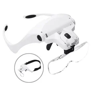 

GYTB Head Mount Magnifier Eyeglasses - 2 Illuminated Led Light Professional Jeweler'S Loupe Bracket Interchangeable Headband A