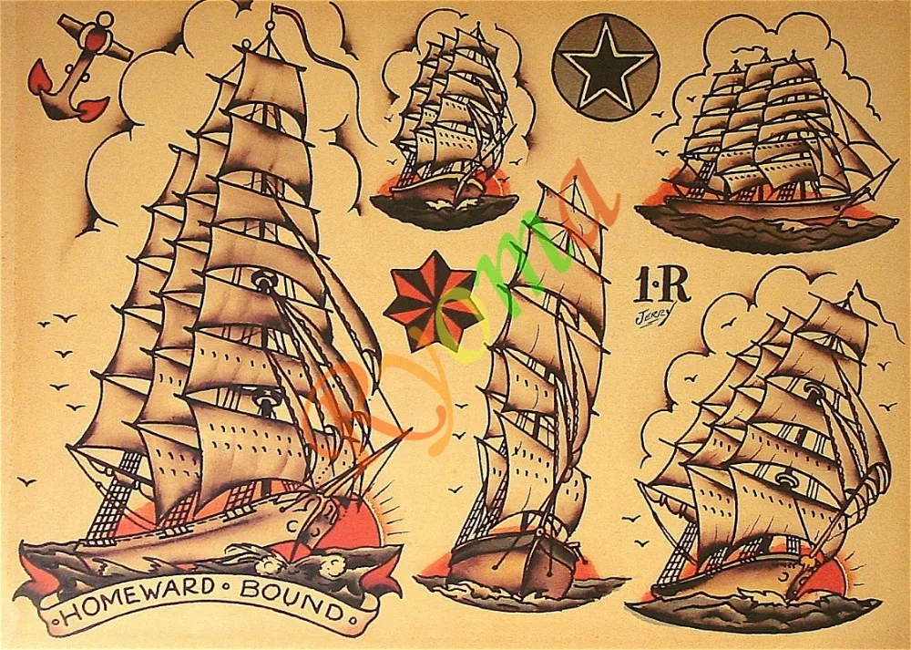 Hairdresser Tattoos kraft paper about "HOME WARD BOUND" for kichen