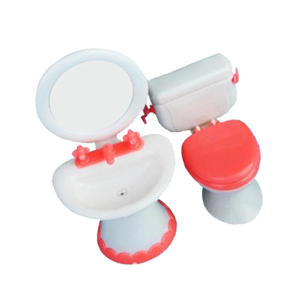 Doll House Dollhouse Furniture Bathroom Set Toilet And Sink