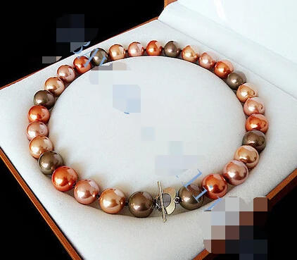

FREE SHIPPING>>>@@ > 14mm Multicolor South Sea shell Pearl Necklace 18"AAA style Fine Noble real Natural &