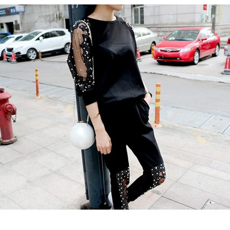 

Large Size 4XL Women 2 suits Spring Sportswear sets Long sleeve Sweatshirts Pants Loose Tracksuits Sexy women Sporting Suit