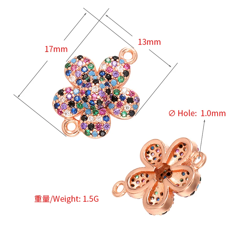 ZHUKOU 13x17 мм латунный Соединитель с цветочным узором для женского Ожерелья Серьги Ювелирные Аксессуары Модель: VS371