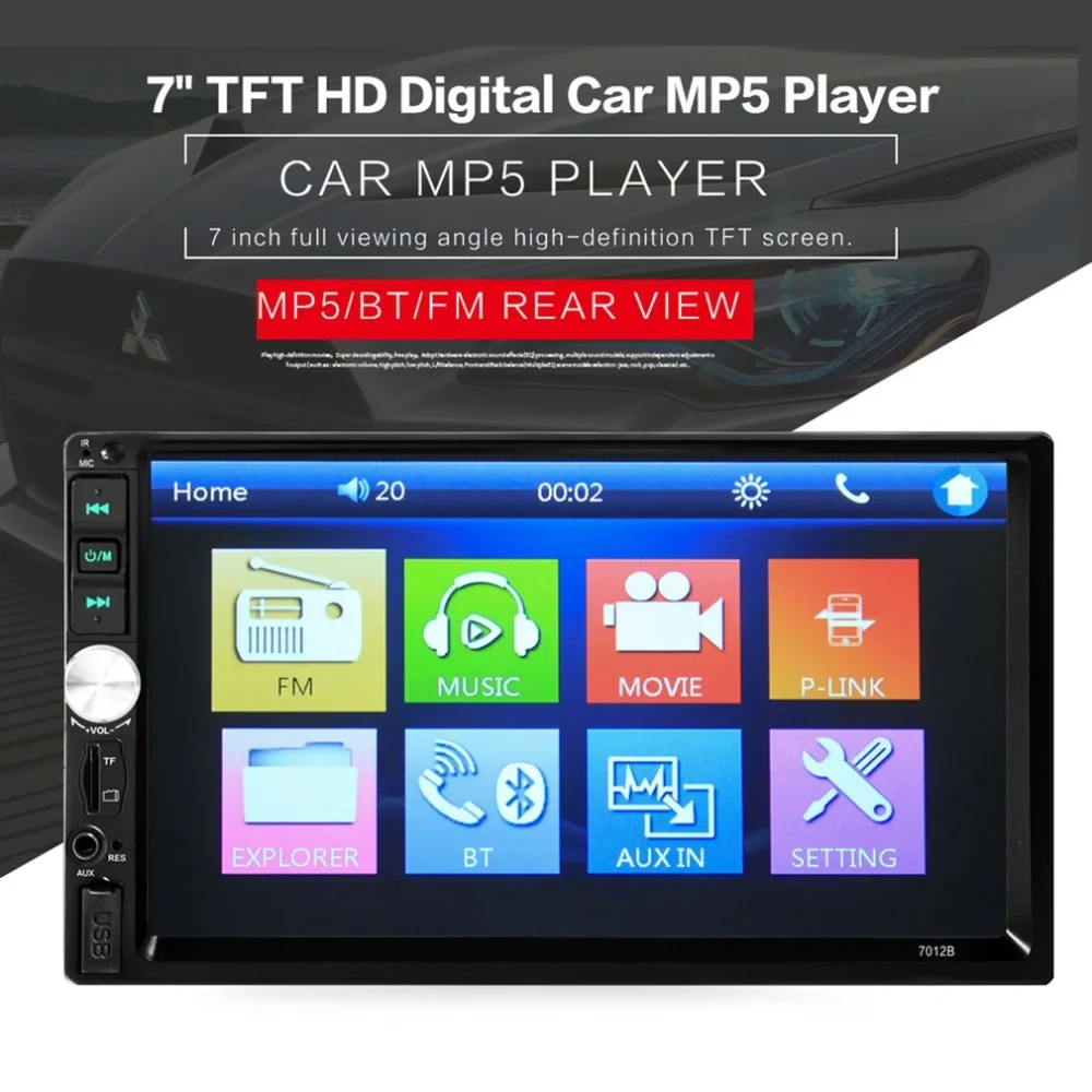 

7012B 2 Din Car Stereo Radio Player 7 inch HD In Dash Touch Screen Bluetooth Car Player Support FM/MP5/USB/AUX Car Electronics