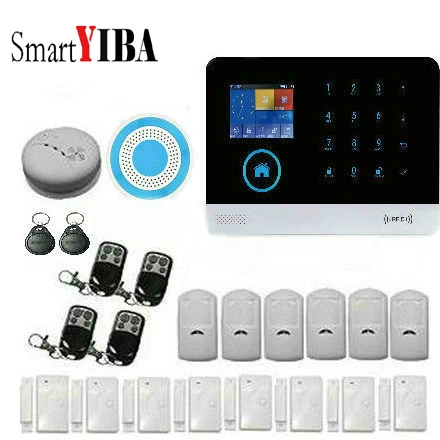

SmartYIBA GSM Autodial Intruder Alarm Panel Indoor Strobe Siren Wireless Controller Shock Sensor Panic Button Apps Controller