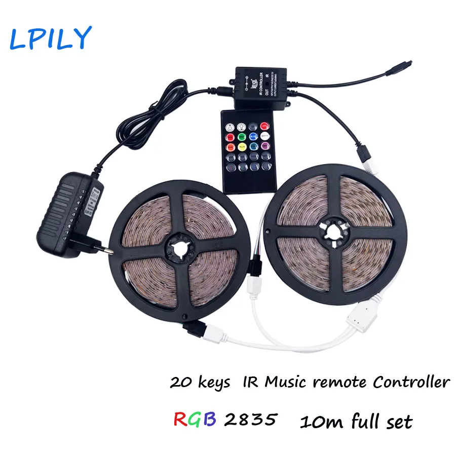 IPILY RGB Светодиодные ленты 5 м 10 15 20 2835 не Водонепроницаемый с ИК музыки пульта