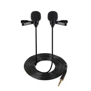 

Mini Lavalier Lapel Microphone Dual Headed Recording Clip On Mic for iPhone iPad Samsung Tablet UY8