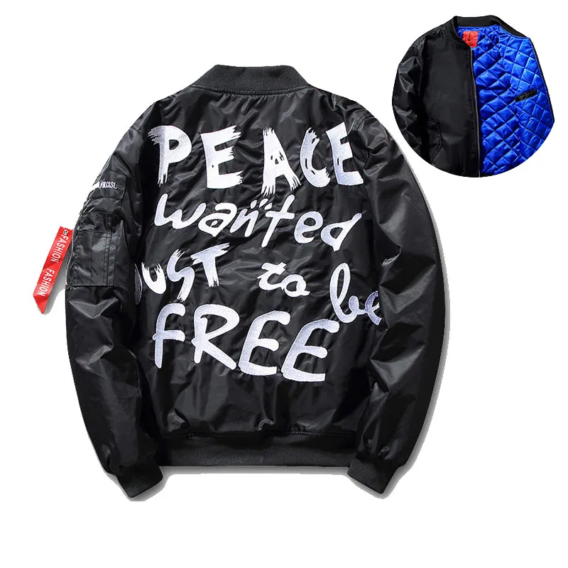 Zogaa Mens Jackets And Coats Hip Hop Jacket Men Clothes Cotton Embroidery Peace Jacket Zipper Coat Men Bomber Streetwear Jacket