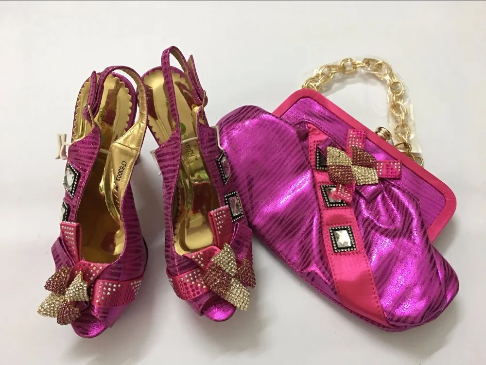 Size 38 fushia hot pink shoes and bag italy design on