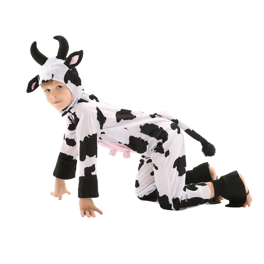 Kids Animals Cow Pajamas Classic White-Black Cow Cosplay Costume Jumpsuit Child Halloween Children's Day Gift Age of 3-7 Kids Animals Cow Pajamas Classic White-Black Cow Cosplay Costume Jumpsuit Child Halloween Children's Day Gift Age of 3-7